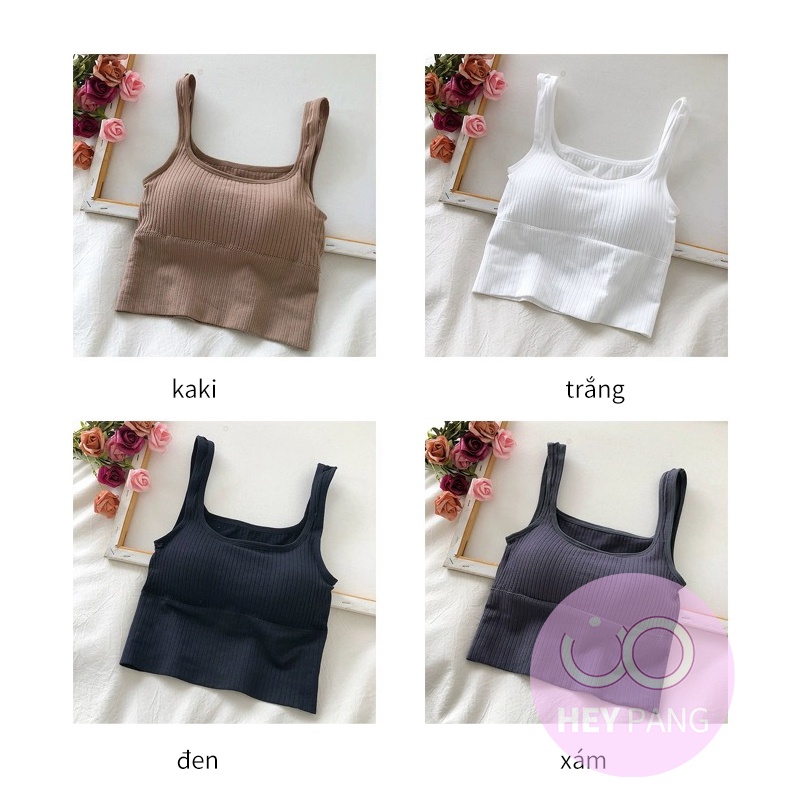 Áo croptop nữ bra hai dây thể thao bản to cổ vuông khoe body siêu thấm hút HEYPANG VN014