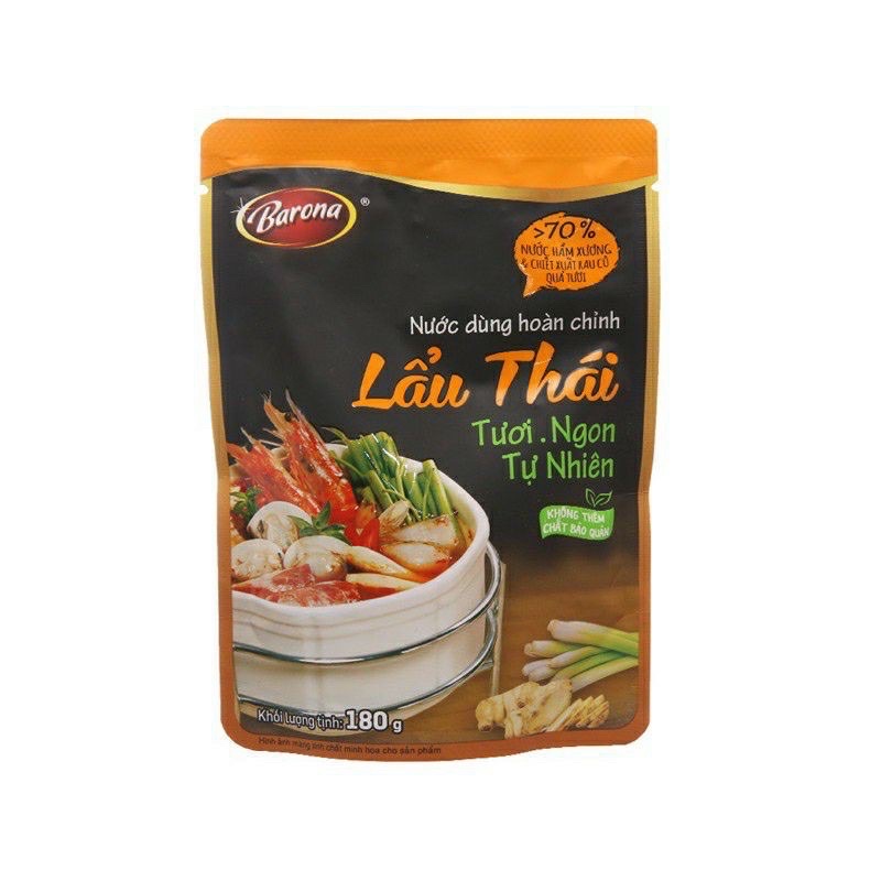 Nước Lẩu Thái Hoàn Chỉnh Barona 180g. Lẩu Thái/ Lẩu Kim Chi/ Lẩu Cua [ Date Luôn Mới ]