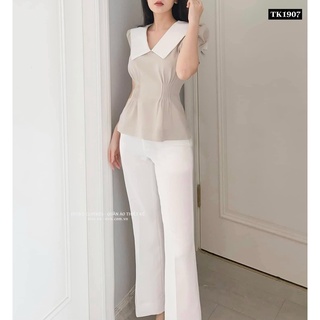 [EVIS.VN] Áo PepLum Cổ V Thiết Kế Công Sở TK1907