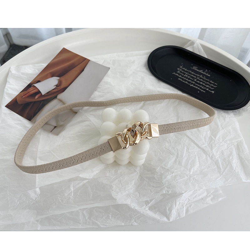 OFF WHITE Thắt Lưng Co Giãn Khóa Kim Loại Thời Trang Dành Cho Nữ