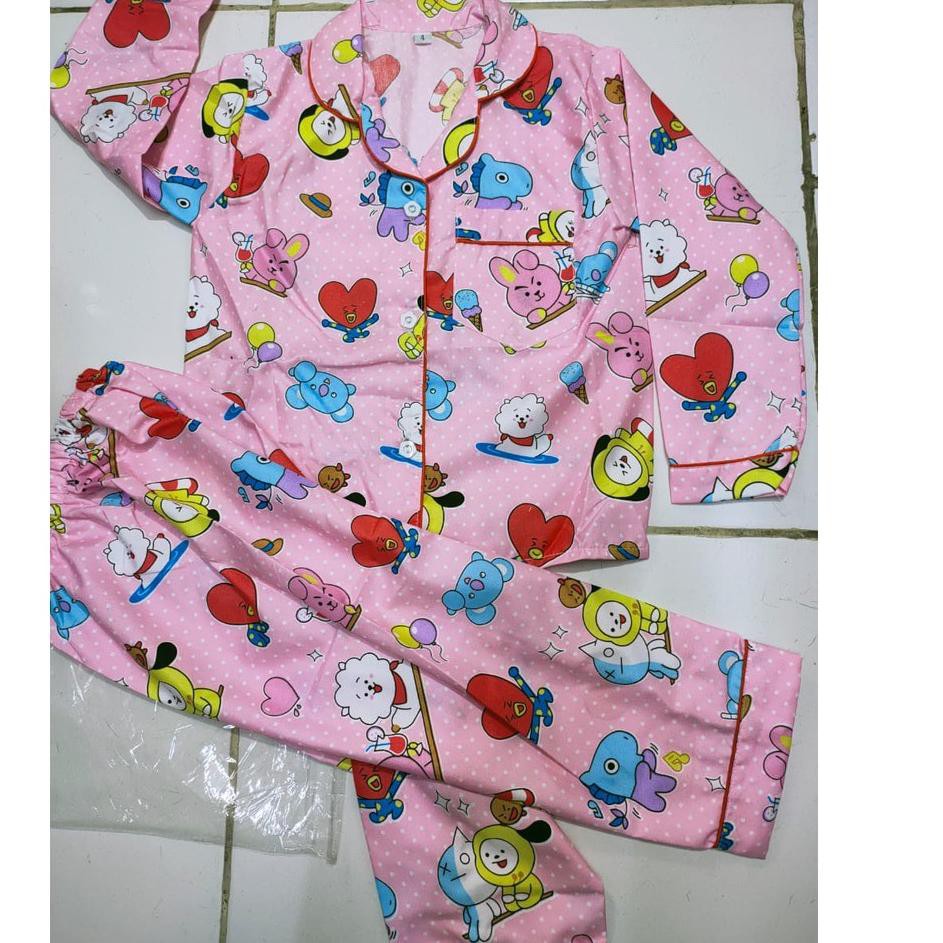 Bộ Đồ Ngủ Pijama Dài Tay In Họa Tiết Bt21 Dễ Thương Cho Bé