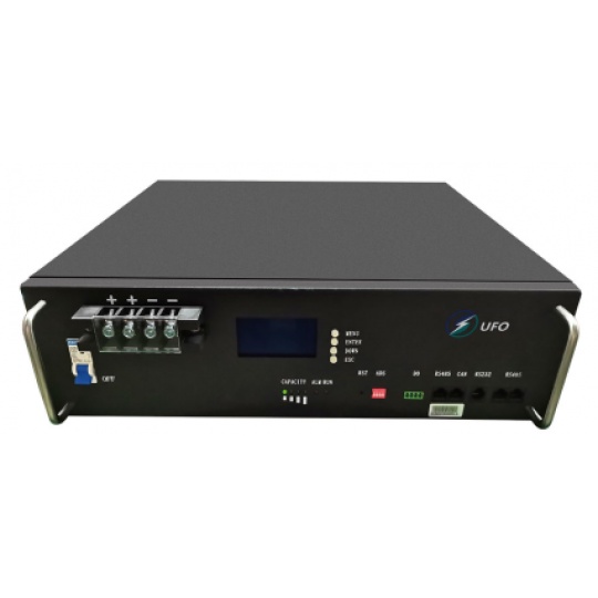 PIN LITHIUM UFO 4,8KWH 48V 100AH GẮN TỦ - MÀU ĐEN, CÓ MÀN HÌNH