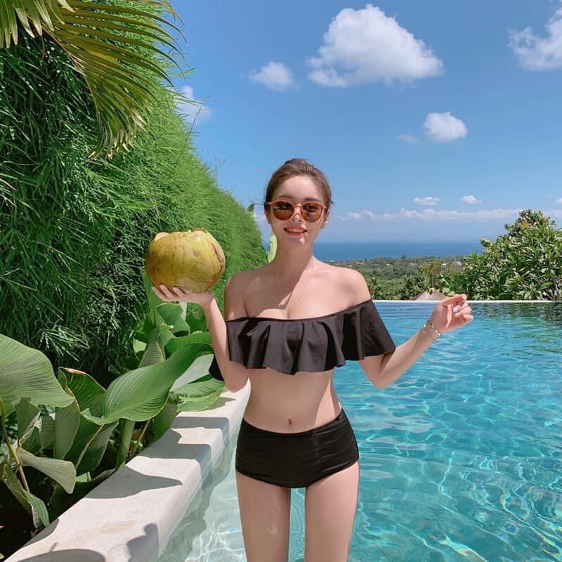 Đồ Bơi Nữ Hai Mảnh Trễ Vai Gợi Cảm, Set Bikini Đi Biển Ngang Bèo Hai Màu [Ảnh Chụp Thật] - OS029