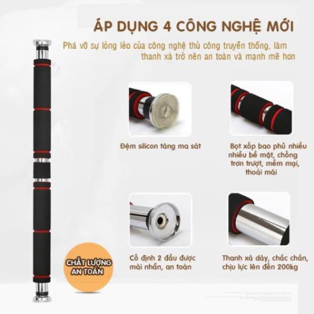 Thanh tập xà đơn treo tường gắn cửa nhiều cỡ từ 62-150cm kích thước có thể tùy chỉnh phù hợp tập gym tại nhà