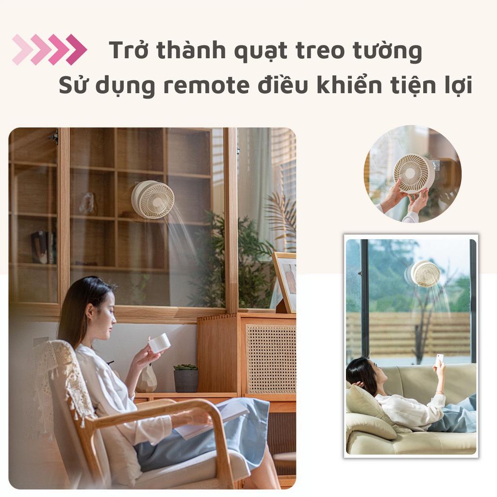 Quạt Mini Tích Điện NANOMAX WSK302, Gấp Gọn, Để Bàn, Treo Tường, Điều Khiển Từ Xa, Đèn Ngủ, Đế Xoay 90 Độ, 3 Tốc Độ Gió