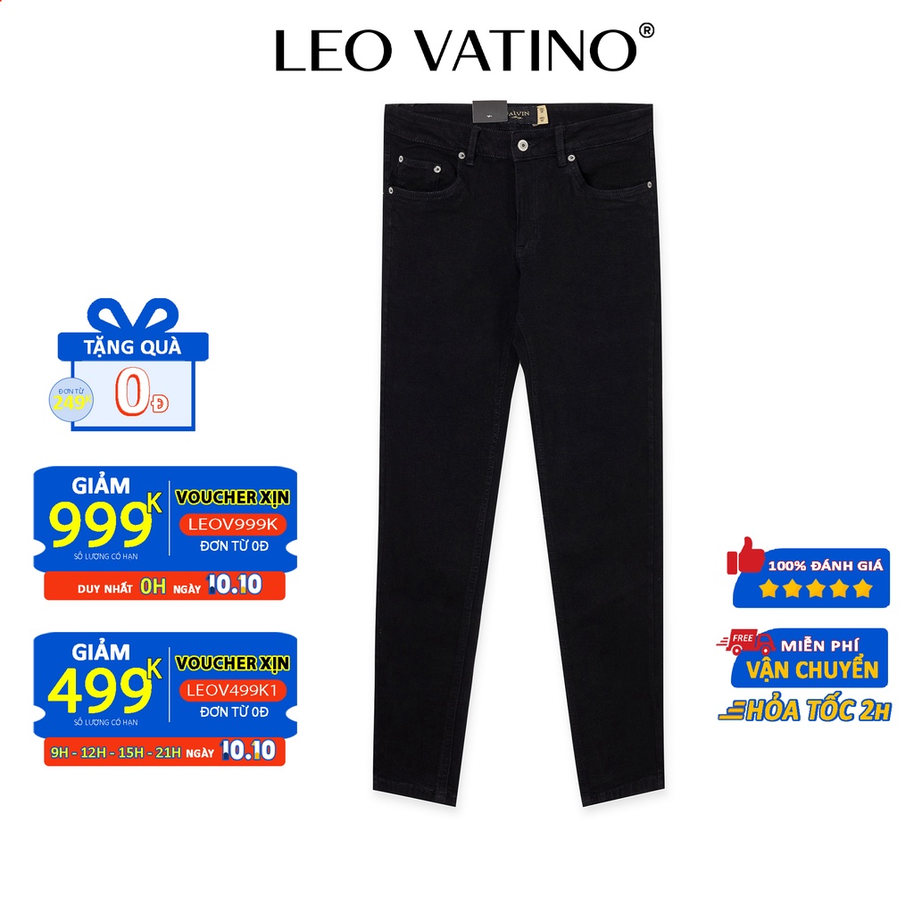 Quần Jeans nam đen trơn Galvin basic chất co giãn form slimfit QJGV32 - Leo Vatino