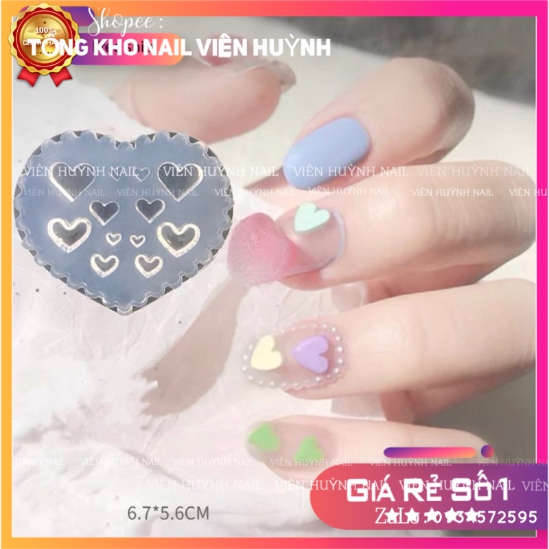 Khuôn trái tim nail , khuôn silicon , khuôn làm charm gắn móng