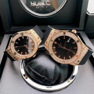Đồng hồ hublot nam Nữ  Hublot mặt tròn   size 42mm , máy quart nhật xịn - Bảo hành 12 tháng