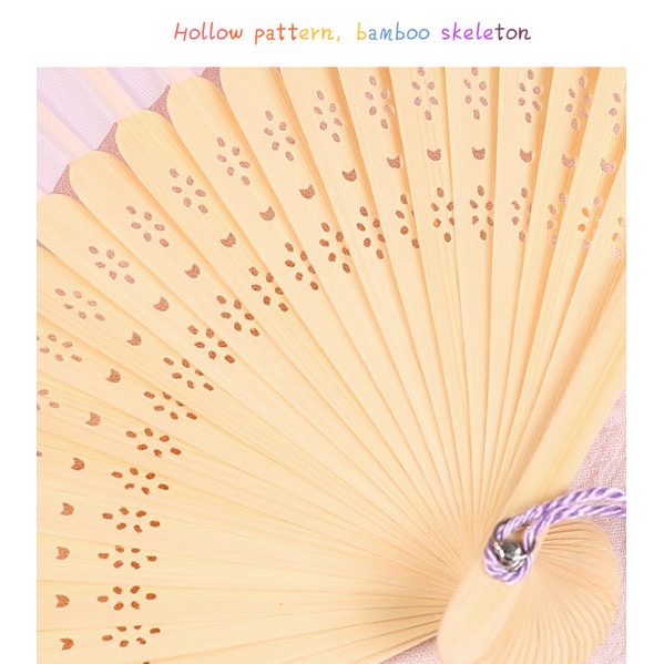 Quạt xếp cầm tay bằng tre họa tiết hoạt hình dễ thương