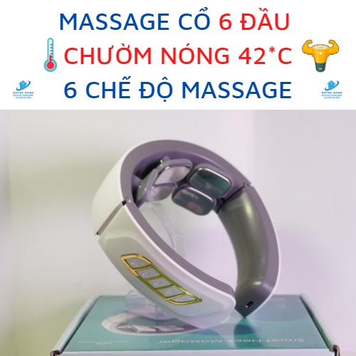 [BH 12 THÁNG] Máy massage cổ vai gáy cao cấp, CÓ CHƯỜM NÓNG 42 độ C - 6 đầu tiếp xúc, 6 chế độ mat xa, 9 cường độ