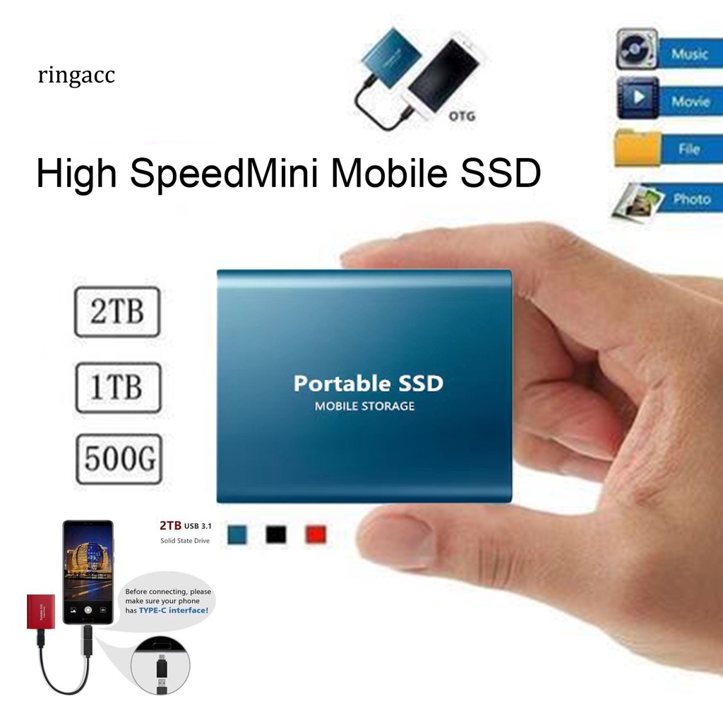 Ổ Cứng SSD OTG Chống Thấm Nước 500G / 1TB / 2TB Cho Laptop