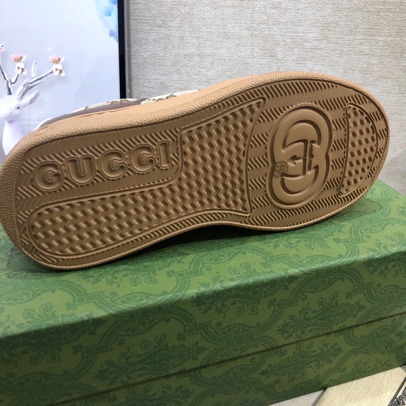 Giày thể thao nam và nữ thương hiệu Gucci GC da thật cao cấp thiết kế đế dày tăng chiều cao