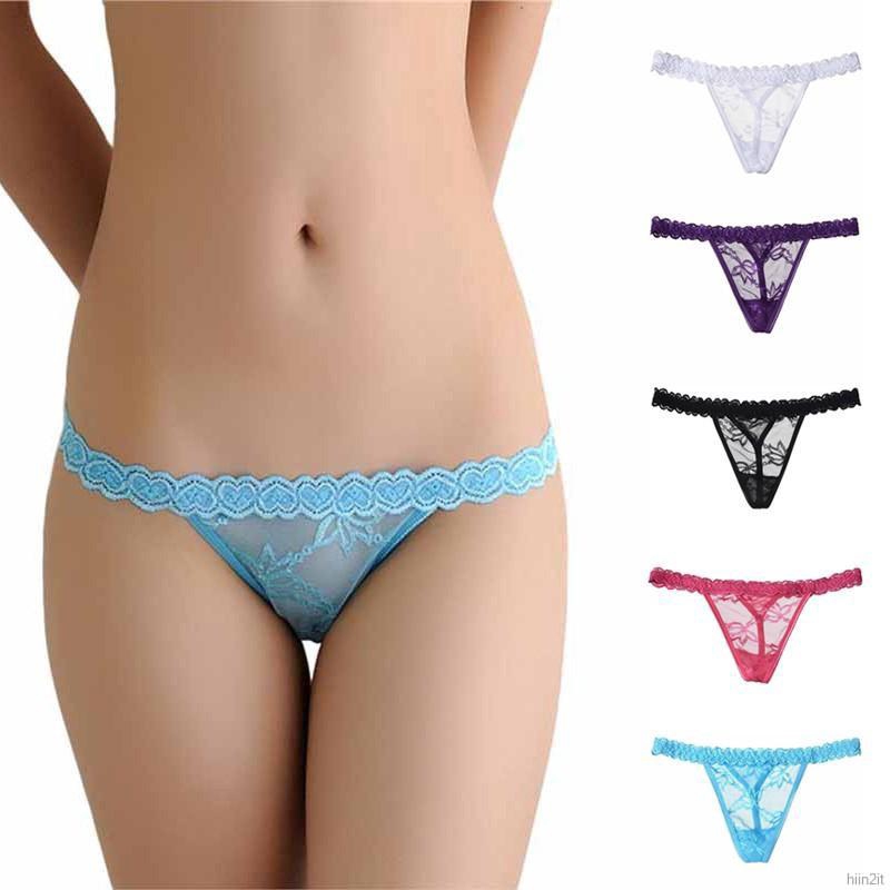 FREESHIP ĐƠN 99K_ Women Transparent underwear Floral Lace Visible Low Waist Briefs