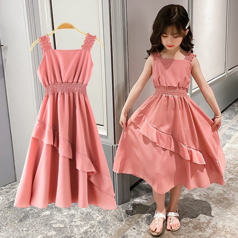 Đầm Công Chúa Hai Dây Dáng Dài Thời Trang Mùa Hè Xinh Xắn Cho Bé Gái