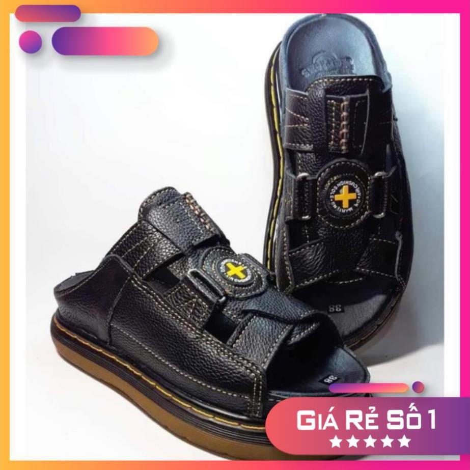 Dép Nam quai ngang Doctor Dr.Martens da bò cao cấp hàng VNSX - Đế Lót Da Bò - Mã D3 Sale 11 -op1 ' :