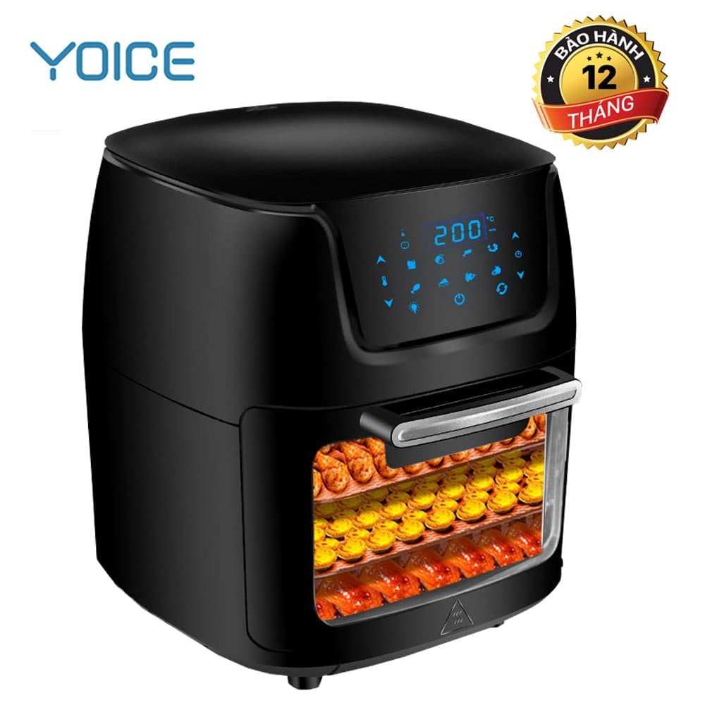 Nồi chiên không dầu nine shield-YOICE dung tích lớn 12Lít - công nghệ chiên nướng đối lưu AIR FRYER