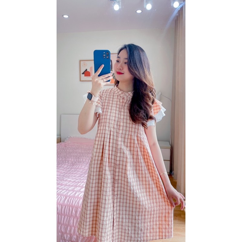 Váy thiết kế babydoll kẻ cánh tiên [Mã DANG22988 giảm 15k  đơn tối thiểu 350k] cực kì tiểu thư , đáng yêu | BigBuy360 - bigbuy360.vn