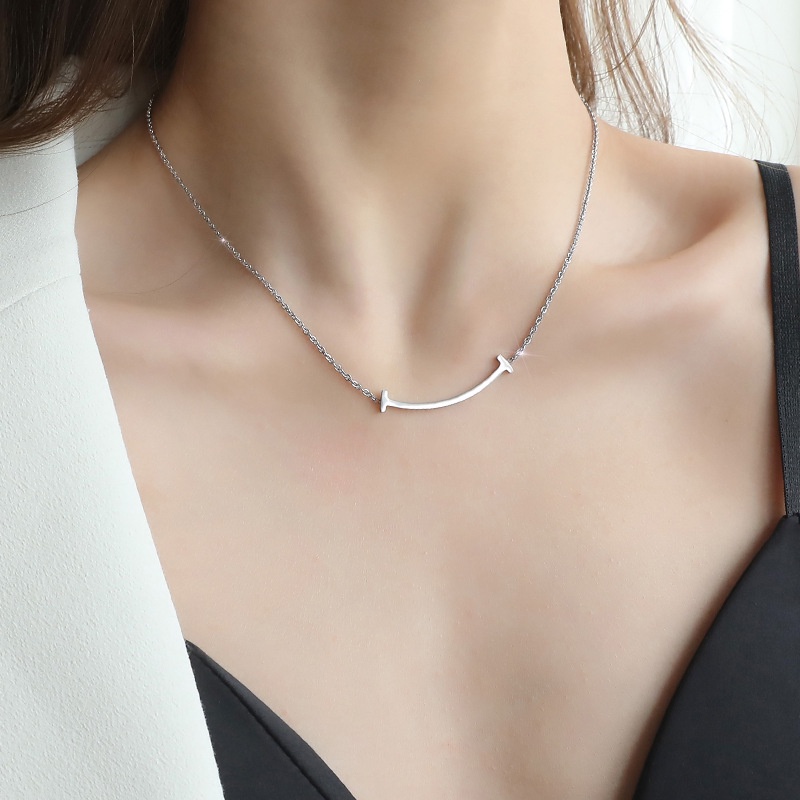 Dây chuyền nữ 100% TITAN NGUYÊN CHẤT KHÔNG GỈ vòng cổ nữ hình mặt cười phong cách ins hàn quốc 2021