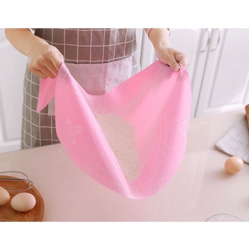 Thớt/ tấm nhào bột silicon dẻo làm bánh có chia vạch