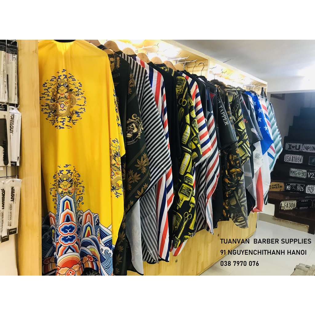 Khăn cắt tóc barber áo choàng cắt tóc nam 1m4x1m6 tổng hợp