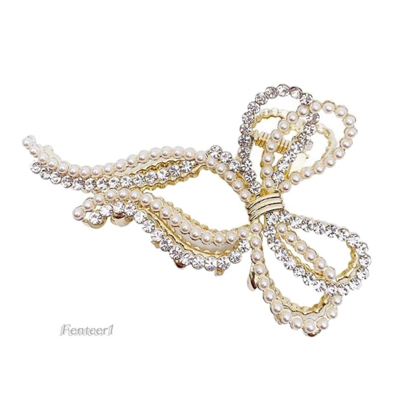 [Fenteer1] Kẹp Tóc Móng Vuốt Đính Nơ Chống Trượt Thanh Lịch Cho Tóc Dày