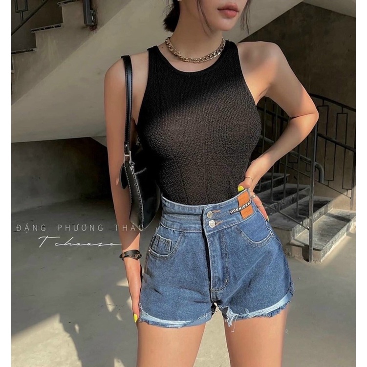 Áo ba lỗ len mỏng dáng croptop, Áo len kiểu dáng ôm sexxy co giãn AL5541 - NhiNhi Shop