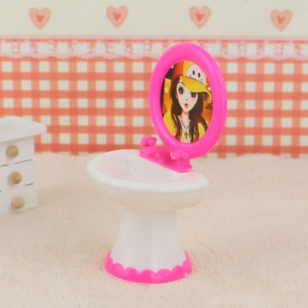 Set bồn rửa mặt + toilet bằng nhựa trang trí nhà búp bê màu sắc gửi ngẫu nhiên