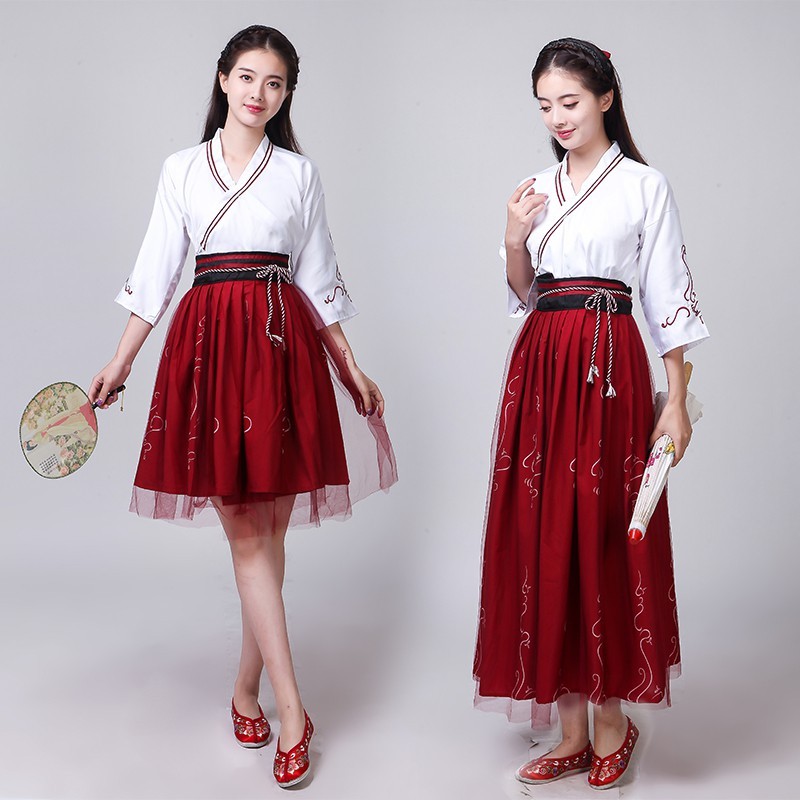 Set Hán phục cách tân hoạt bát dễ thương/ Hán phục bỉ ngạn đỏ