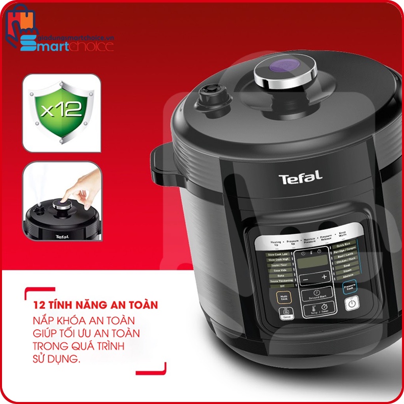 Nồi áp suất điện đa năng Tefal Home Chef CY601868, Công suất 1000W, Dung tích 6L