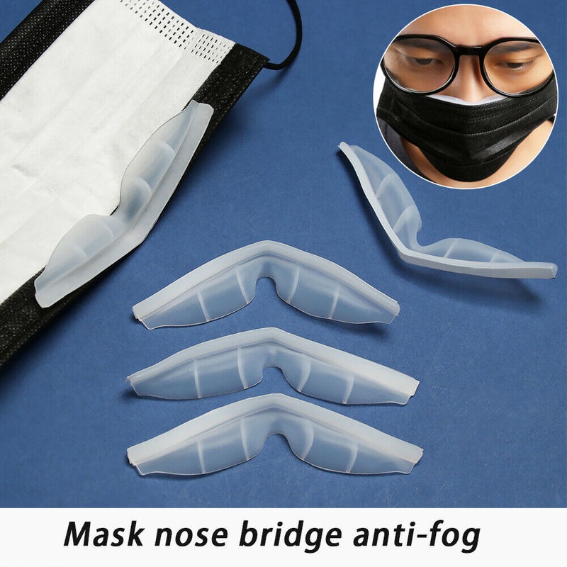 Set 3/5 Miếng Dán Mũi Bằng Silicone Màu Trắng Chống Mờ Cho Mắt Kính