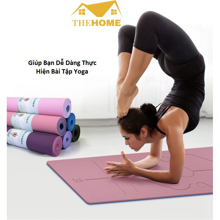 Thảm Tập Yoga 2 Lớp TPE Độ Dày Chuẩn 8mm (KÈM TÚI ĐỰNG), Thảm Tập Gym Chống Trơn Trượt