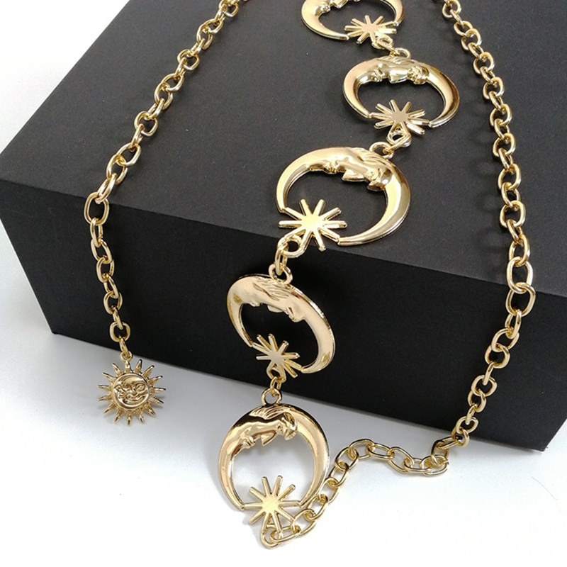 Thắt Lưng Dây Xích Mảnh Mặt Trăng Kim Loại Phong Cách Harajuku Gothic Punk Cổ Điển Trang Trí Tiệc Bãi Biển Cho Nữ