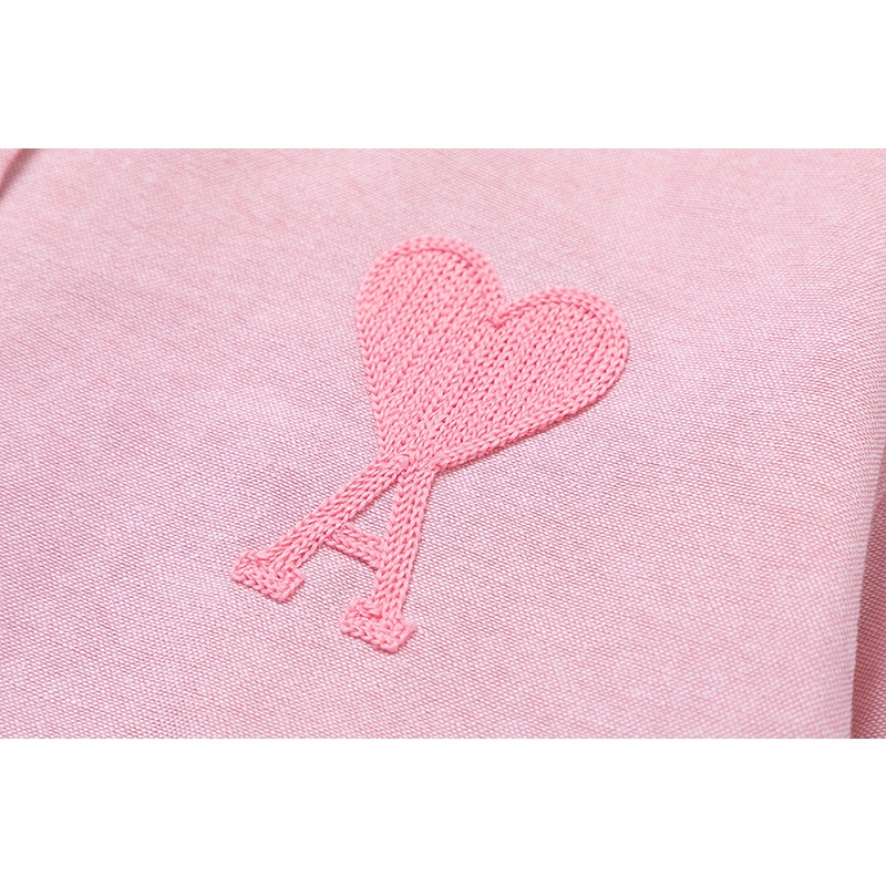 Ami macaron Áo Sơ Mi Tay Dài Thêu Biểu Tượng Tình Yêu Cao Cấp Đơn Giản Chất Lượng Cao