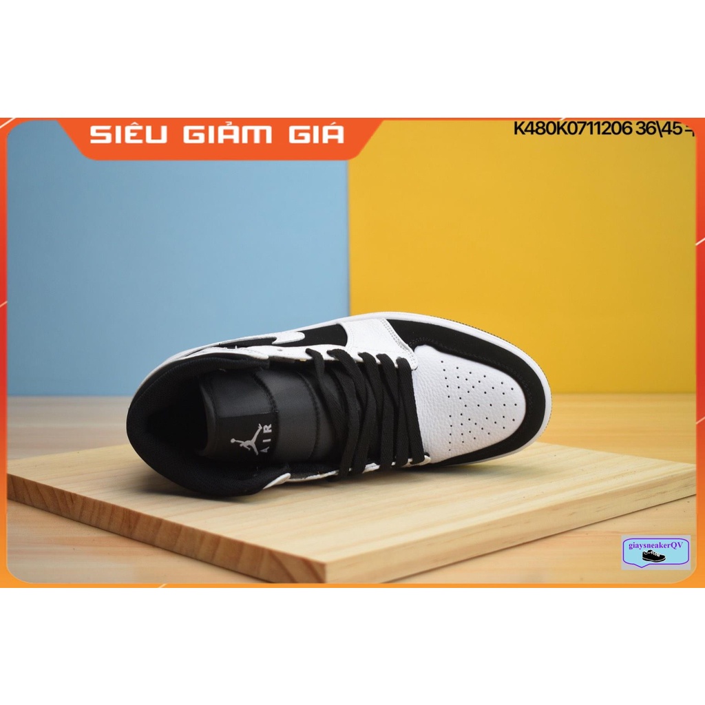 Giày thể thao nam nữ Air Jordan 1 Mid White Black xu hướng thời trang hot hit, năng động