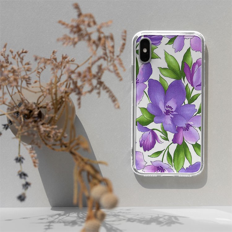 Vỏ ốp hot trend hoa tím đỗ quyên TG Case Hàng cao cấp cho các loại Iphone PAT20210200