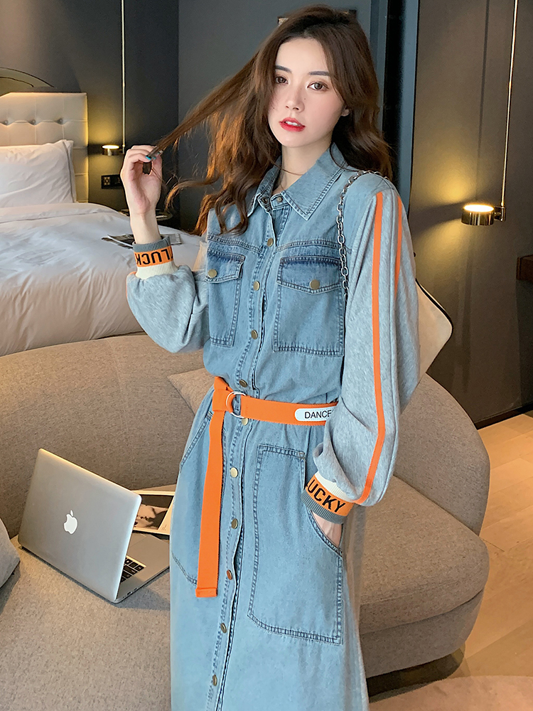 Đầm Denim Kiểu Pháp Thiết Kế Dễ Thương Cho Nữ