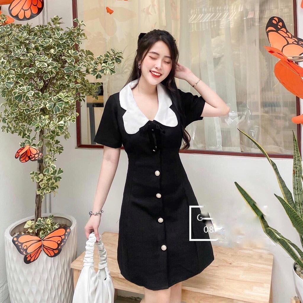 👗ĐẦM ĐEN CỔ BƯỚM Chất liệu vải dày dặn mềm mịn mát nhẹ, mặc mát & thoải mái. Mẫu này mặc đi tiệc / đám cưới / du lịch