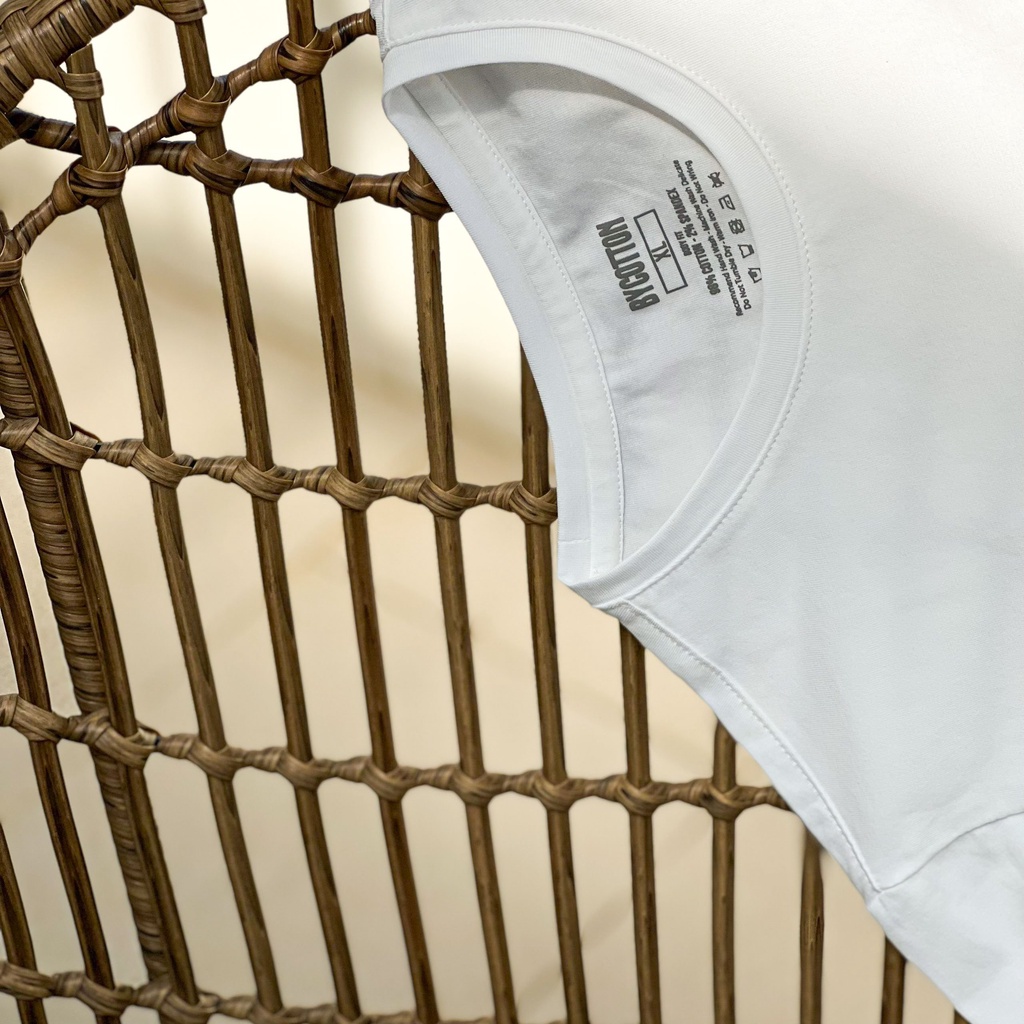 Áo Thun Ngắn Tay Cổ Tròn Trắng BY COTTON White Basic Tee