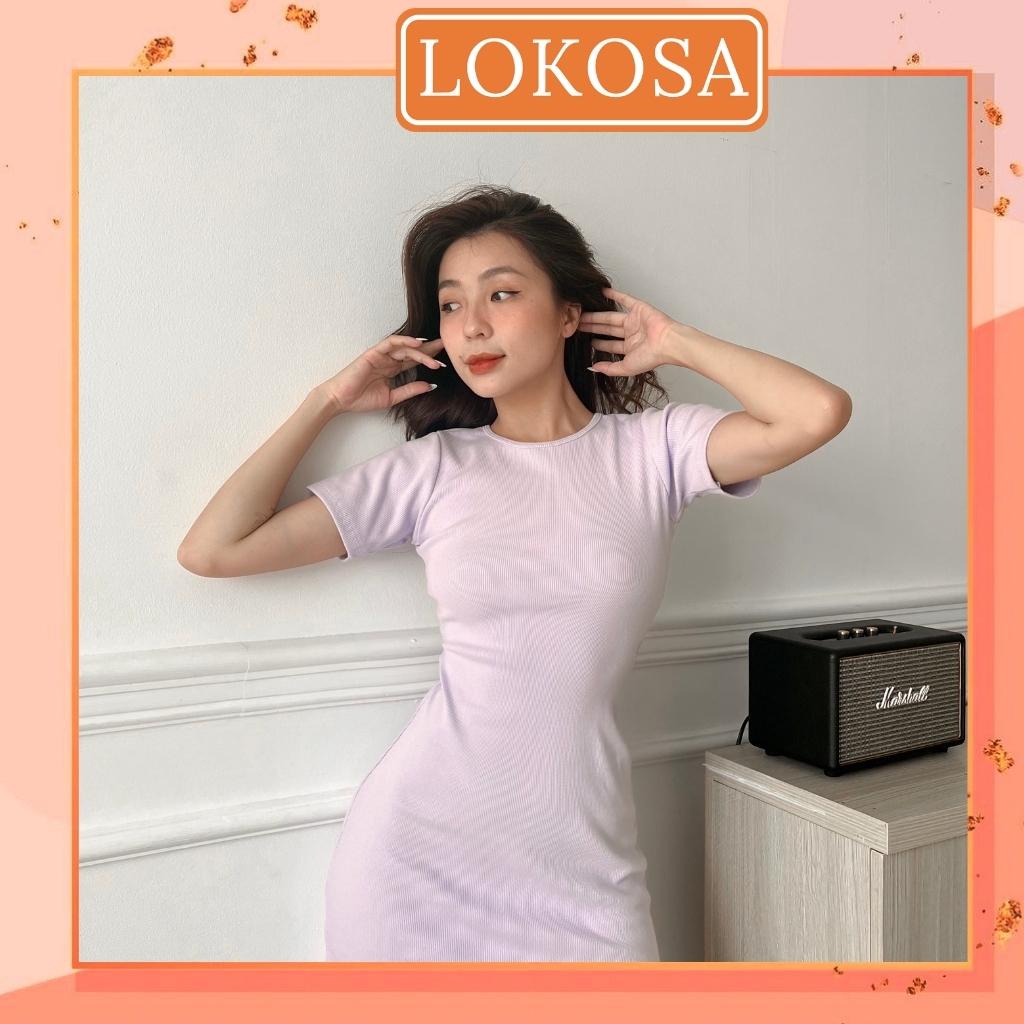 Váy Ôm Body LOKOSA Đầm Body Hở Lưng Dự Tiệc Chất Thun Gân Sexy Thiết Kế Ôm Eo Tay Ngắn Sang Trọng VD065 | BigBuy360 - bigbuy360.vn