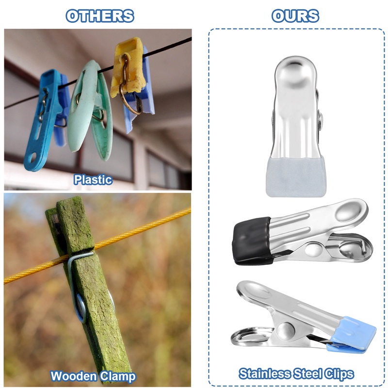 Kẹp Phơi Quần Áo/Đồ Lót Chịu Được Sức Nặng Không Để Lại Dấu Bằng Thép Không Gỉ Dùng Trong Nhà/Nhà Tắm