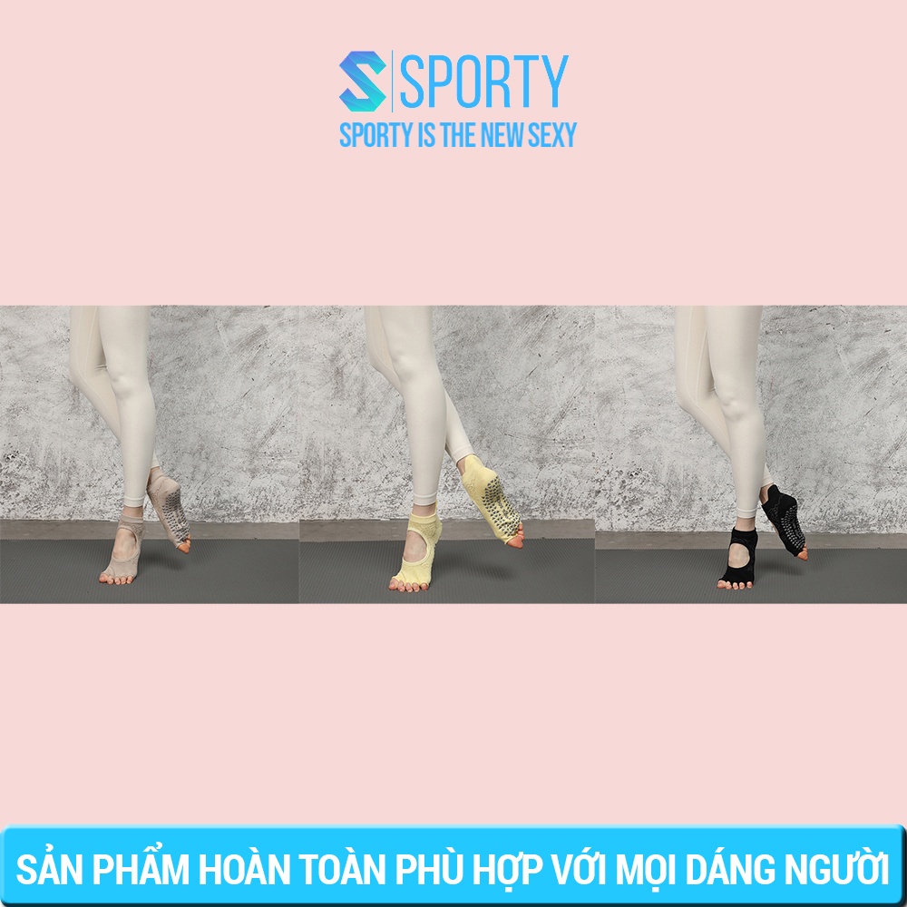 Tất Yoga Chống Trượt YGS10 SPORTY Cổ Thấp, xỏ ngón kín chân tập thể dục chống trượt êm ái, đảm bảo an toàn