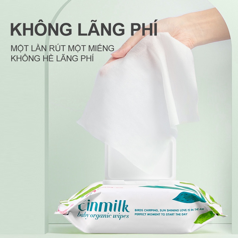 Khăn giấy ướt hữu cơ Einmilk 100 tờ một gói ,không mùi dành cho bé