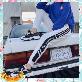 Quần jogger nam nữ sọc hai bên phối chữ shop thời trang unisex