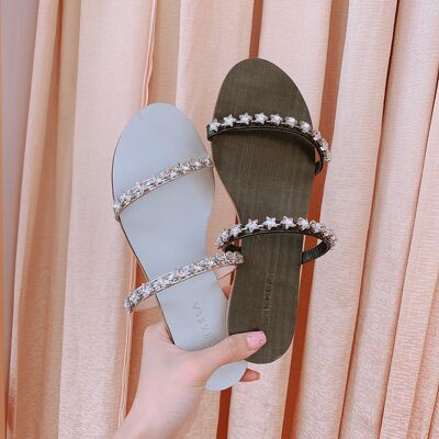 SHU STORE - DÉP NỮ THỜI TRANG 2 QUAI ĐÍNH ĐÁ NGÔI SAO ĐẾ BỆT