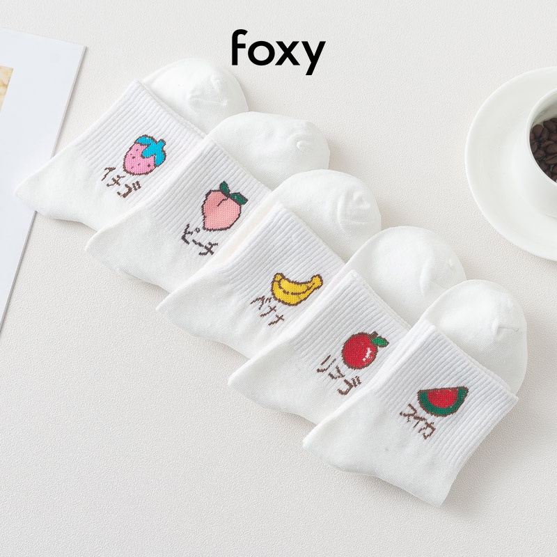 Tất Nữ Vớ Nữ Cổ Ngắn Foxy Hoạ Tiết Hoa Quả Phong Cách Nhật Bản - FOS004