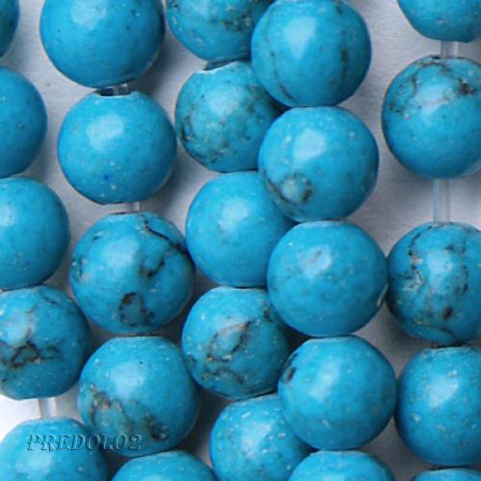 4mm Blue Veins Turquoise Round tone Beads 15.5 Inch