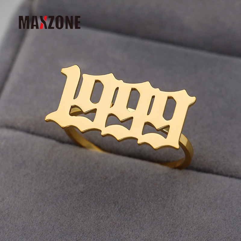 Nhẫn Thép Không Gỉ Khắc Số 2001 2002 2003 2004 2005 2006 Màu Vàng Hồng