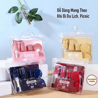 Bộ 7 món chiết mỹ phẩm bằng nhựa pe kèm túi đựng gọn nhẹ, dễ dàng mang theo khi đi du lịch, picnic