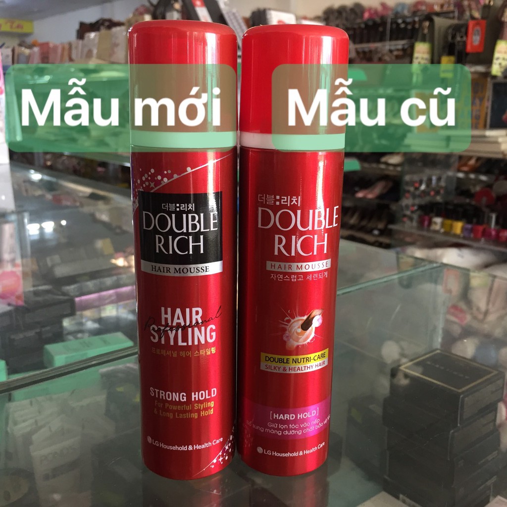 DOUBLE RICH mousse bọt tạo kiểu tóc STRONG HOLD 150ml (MẪU MỚI)