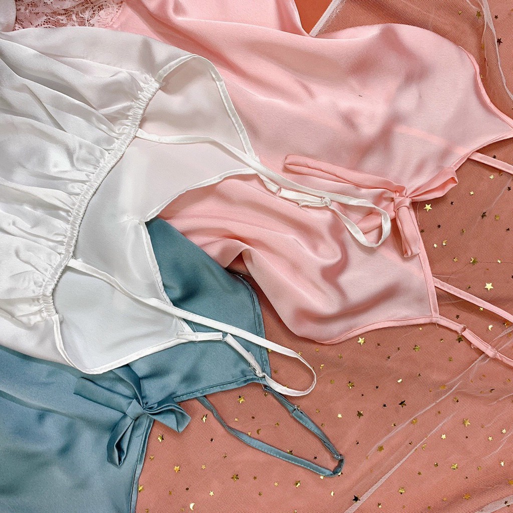 Đồ Ngủ Sexy 2 Dây Viền Ren Cực Sexy, Chất Liệu Satin Lụa Mềm Mịn, Đủ 7 Màu Cho Nàng Lựa Chọn [DN6] | BigBuy360 - bigbuy360.vn